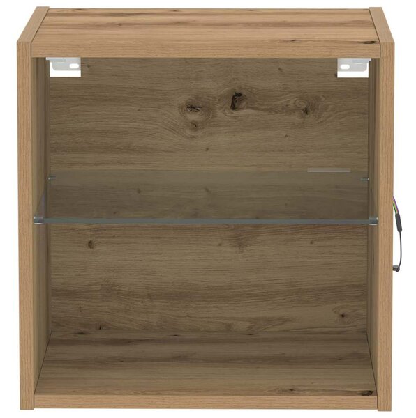 Függő polc LED világítással Barna 40 x 28,5 x 40 cm Szerelt Fa