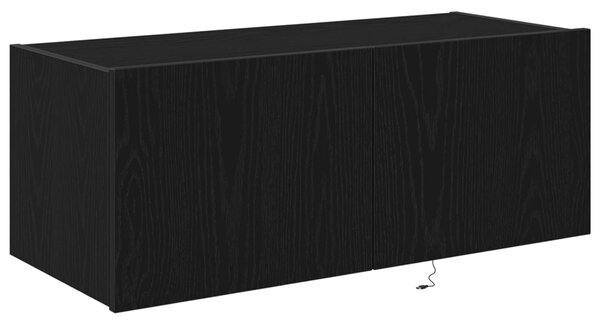 TV Fali Szekrény 80 x 35 x 31 cm Fekete tölgy Szerelt Fa