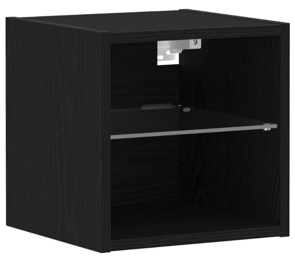 LED Fali Éjjeli Szekrény 2 db Fekete 30 x 28,5 x 30 cm