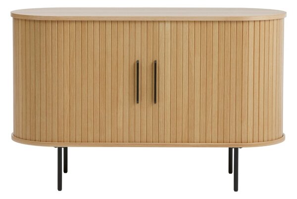 Natúr színű komód tolóajtóval, tölgyfa dekorral 120x76x45 cm Nola – Unique Furniture