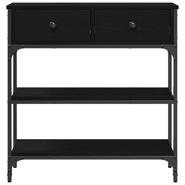 Konzolasztal fiókkal Fekete tölgy 72.5 x 25 x 75 cm Faanyag