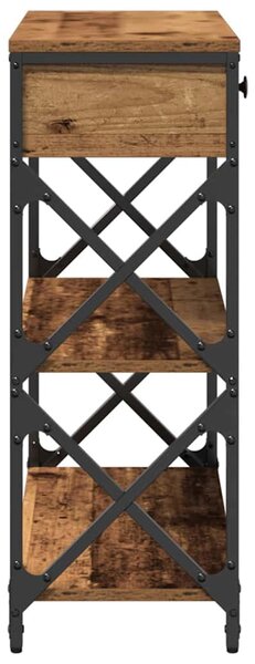 Konzol Asztal Régi fa 75 x 28 x 75 cm Műgyantás fa és fém