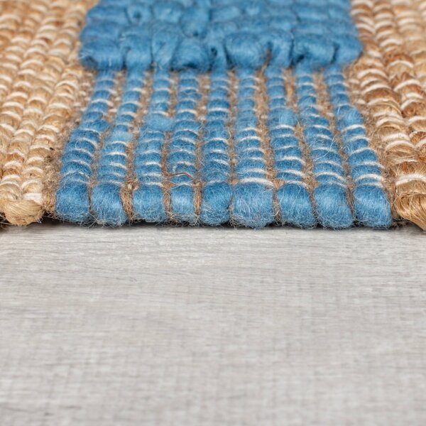 Kék-natúr színű kézi szövésű jutakeverék futószőnyeg 60x230 cm Medina Jute – Flair Rugs