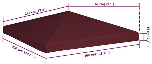 Bordó pavilon tetőponyva 310 g/m² 3 x 3 m