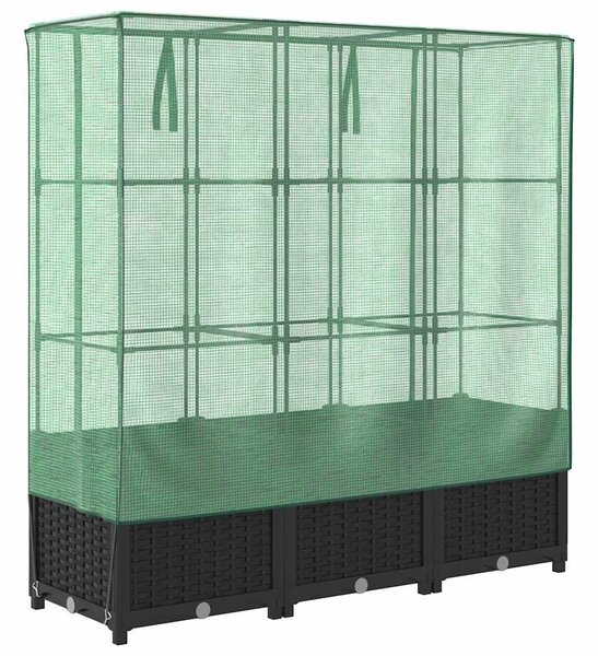 Rattan megjelenésű magaságyás melegháztakaróval 120x40x138 cm