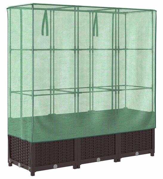 Rattan megjelenésű magaságyás melegháztakaróval 120x40x138 cm