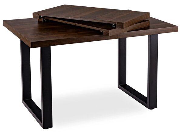Széthúzható étkezőasztal Tomko (dió + fekete) (6-8 fő részére)