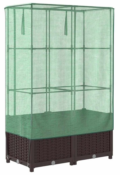 Rattan megjelenésű magaságyás melegháztakaróval 80x40x138 cm