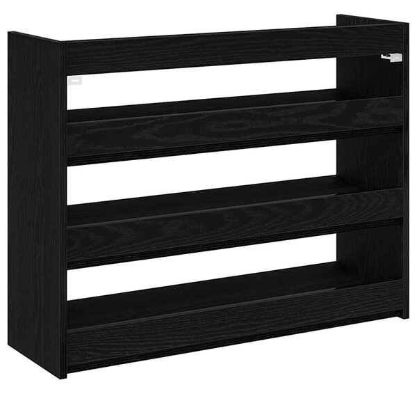 Fekete szerelt fa cipőtároló szekrény 80x25x62 cm