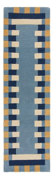 Kék kézi szövésű gyapjú futószőnyeg 60x230 cm Kai Wool Border – Flair Rugs