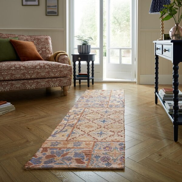 Natúr színű kézi szövésű jutakeverék futószőnyeg 60x230 cm Taylor Patchwork – Flair Rugs