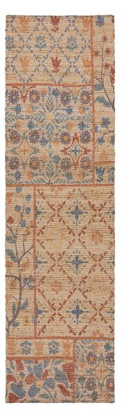 Natúr színű kézi szövésű jutakeverék futószőnyeg 60x230 cm Taylor Patchwork – Flair Rugs
