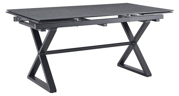 Kihúzható étkezőasztal, szürke/fekete, 160-240x90x76 cm, LUXOL