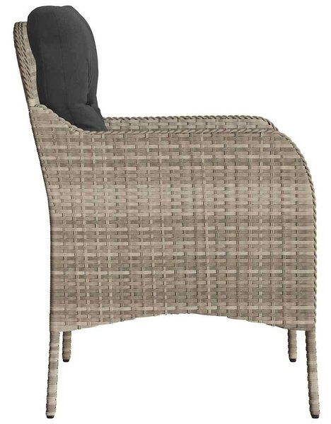 2 db világosszürke polyrattan kerti szék párnával