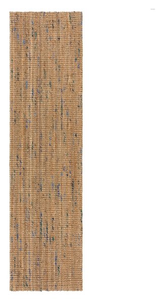 Kék-natúr színű kézi szövésű juta futószőnyeg 60x230 cm Jute Boucle Blue – Flair Rugs