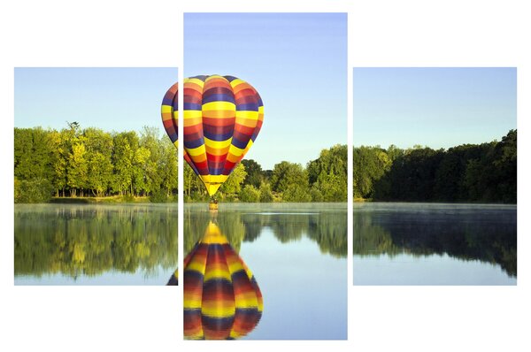 Hőlégballon a tónál képe (90x60 cm)