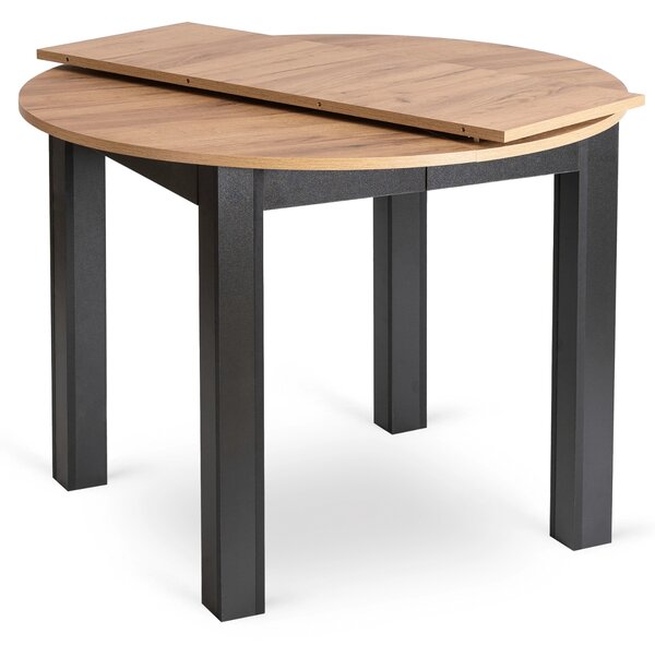 HARRY kihúzható kerek étkezőasztal 102-142 cm, craft tölgy/fekete