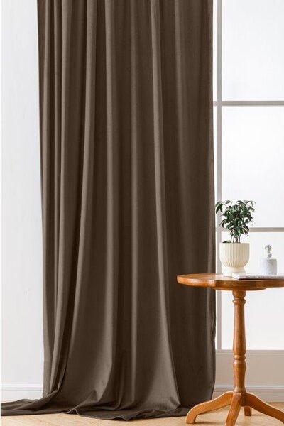 Barna sötétítő függöny VELVET 140x270 cm Felfüggesztés: Hullámos sínszalag