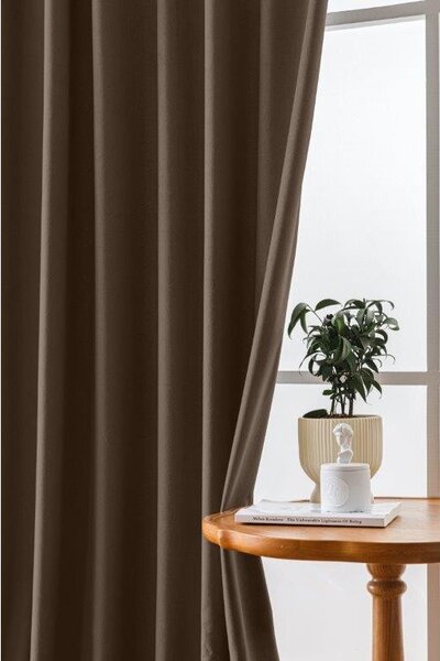 Barna sötétítő függöny VELVET 140x270 cm Felfüggesztés: Hullámos sínszalag