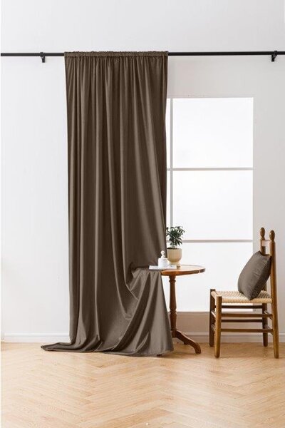 Barna sötétítő függöny VELVET 140x270 cm Felfüggesztés: Hullámos sínszalag