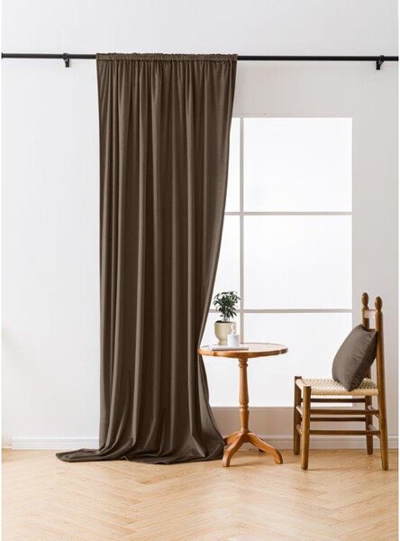 Barna sötétítő függöny VELVET 140x270 cm Felfüggesztés: Hullámos sínszalag