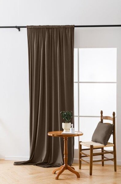 Barna sötétítő függöny VELVET 140x270 cm Felfüggesztés: Hullámos sínszalag