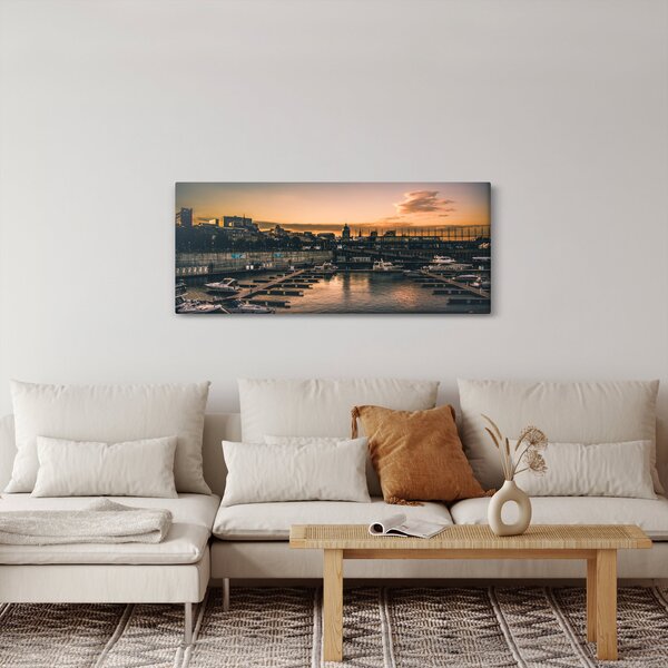 Kép - kikötő város (120x50 cm)