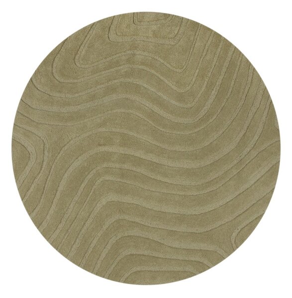 Khaki kézi szövésű gyapjú kerek szőnyeg ø 160 cm Mesmerise Sage – Flair Rugs