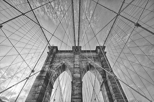Művészeti fotózás Brooklyn Bridge perspective - Black and White, Alex Baxter, (40 x 26.7 cm)