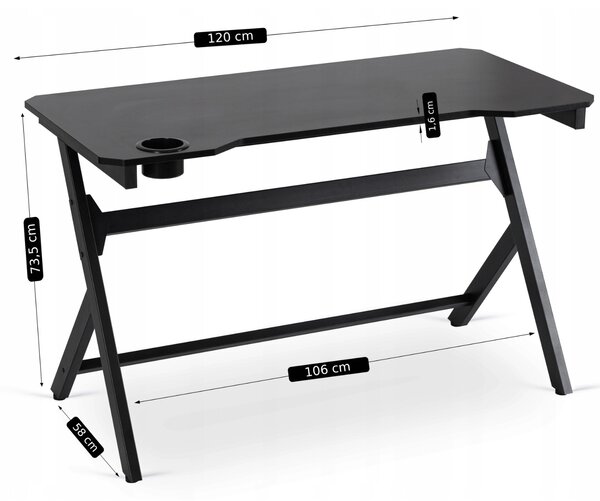 BLECK gamer íróasztal 120 cm, fekete