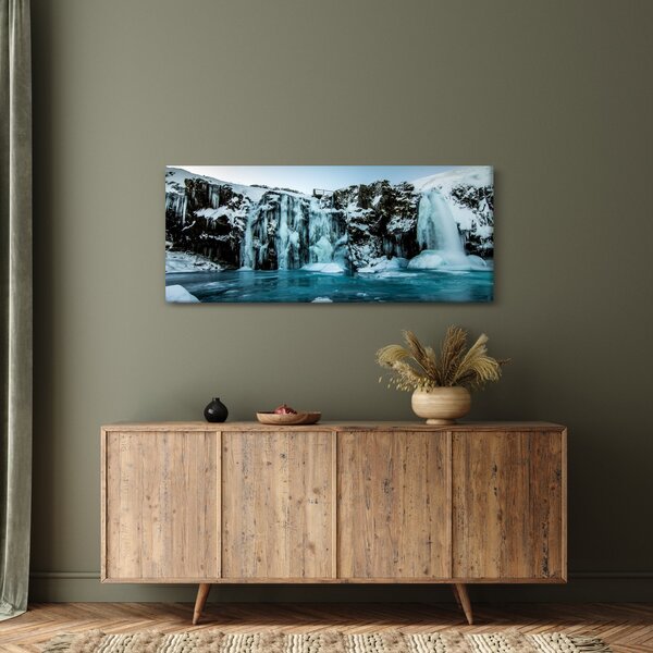 Befagyott vízesés képe (120x50 cm)