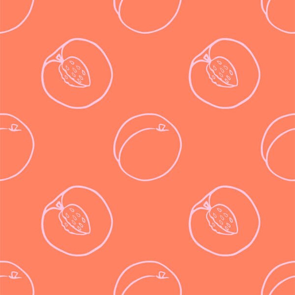 Művészeti fotózás Outline peach fruit seamless pattern., Daria Khivrenko, (40 x 40 cm)