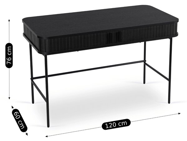 TRISH tolóajtós íróasztal 120 cm, fekete