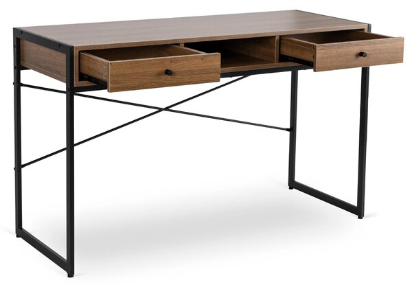 STEP íróasztal fiókokkal 123 cm, dió/fekete