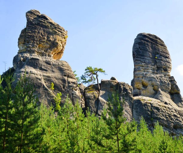 Fotográfia Sandstone rock in Hruboskalsko Nature Reserve,, vencavolrab, (40 x 35 cm)