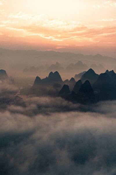 Fotográfia Guilin hills landscape at sunrise, Mario Martinez, (26.7 x 40 cm)