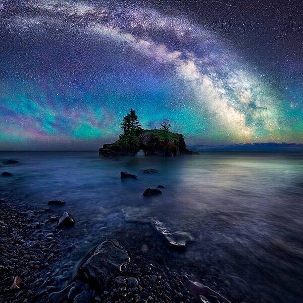 Fotográfia Milky Way Over Hollow Rock, Matt Anderson Photography, (40 x 40 cm)