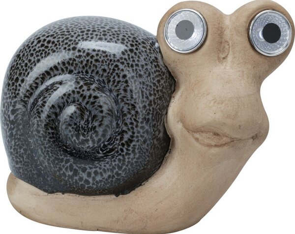 Csiga napelemes kerti dekoráció, porcelán, 11 x 6,6 x 13,5 cm