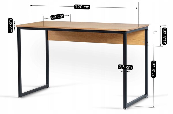 ROSS íróasztal 120 cm, arany tölgy/fekete