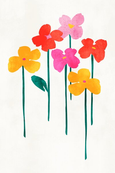Illusztráció Little Happy Flowers, Kubistika, (26.7 x 40 cm)