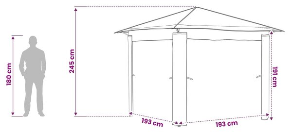 VidaXL Pavilon Oldalfal Nélkül 2,6 x 2,6 m Krém és barna