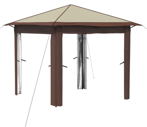 VidaXL Pavilon Oldalfal Nélkül 2,6 x 2,6 m Krém és barna