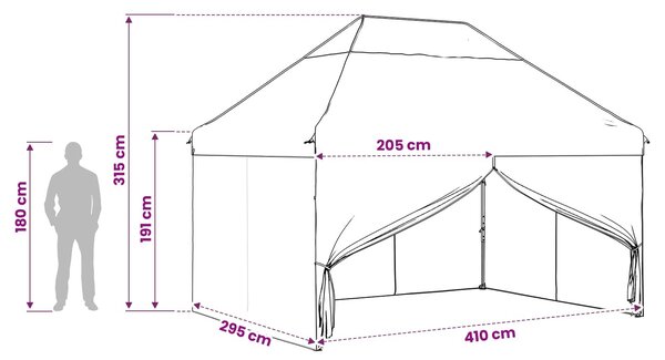 VidaXL Gyorsan felállítható pavilon 4 oldalfallal 3 x 4 m