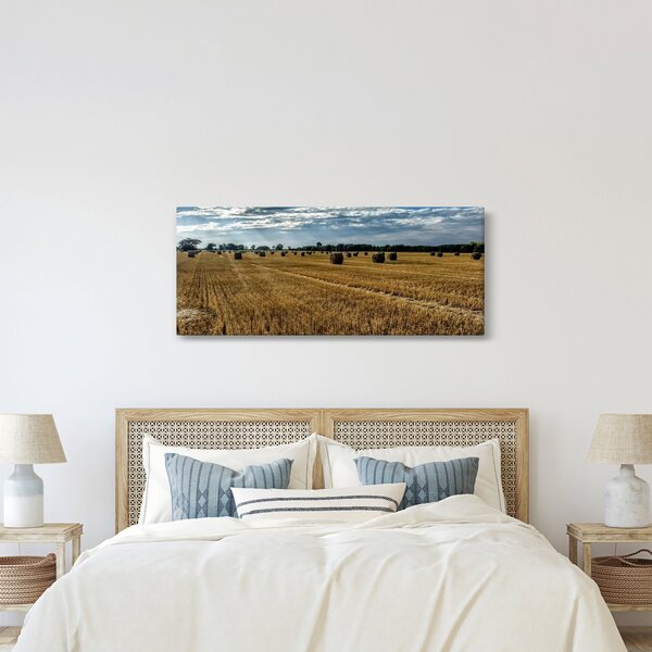 Betakarított gabona mező képe (120x50 cm)