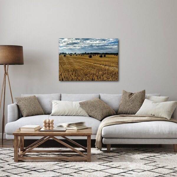 Betakarított gabona mező képe (70x50 cm)