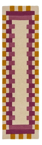 Sárga-rózsaszín kézi szövésű gyapjú futószőnyeg 60x230 cm Kai Wool Border – Flair Rugs