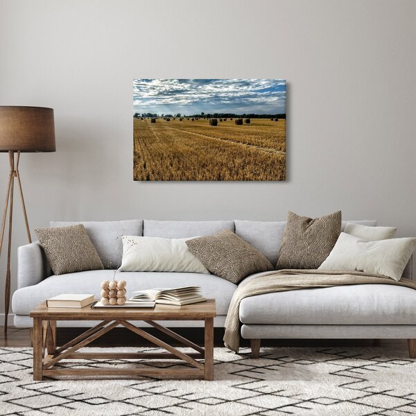 Betakarított gabona mező képe (90x60 cm)