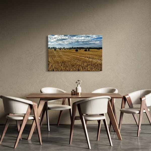 Betakarított gabona mező képe (90x60 cm)