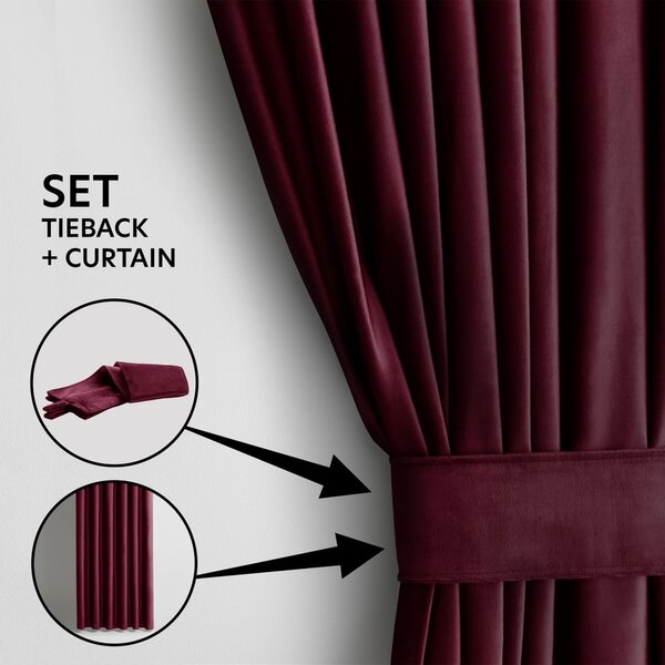 Borvörös bársony dimout (részleges sötétítő) függöny 140x245 cm Eyelets – Restilo