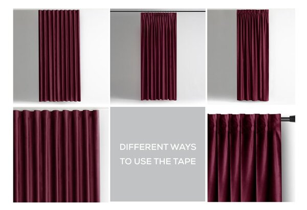 Borvörös bársony dimout (részleges sötétítő) függöny 140x270 cm Pleat – Restilo